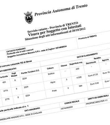 Visualizza Esempio Documento Catasto Tavolare